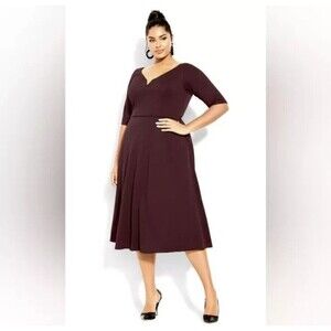 NWT City Chic Maroon Plus Size Dress Women‎ Pockets Size Large Size 20